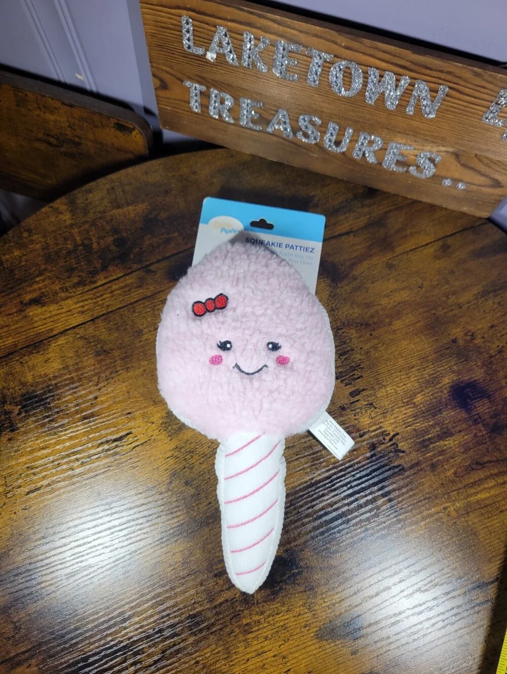 Zippypaws Pink cotton candy Plush Squeak Toy for dogs